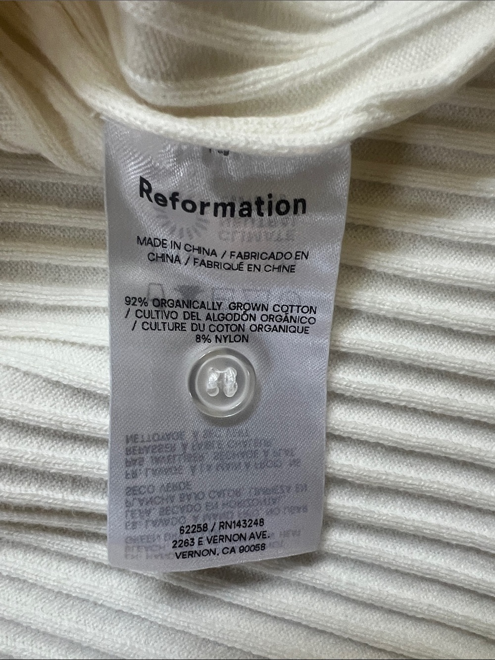 Reformation Cream Ribbed Button-Up Cardigan - Picture 6 of 7